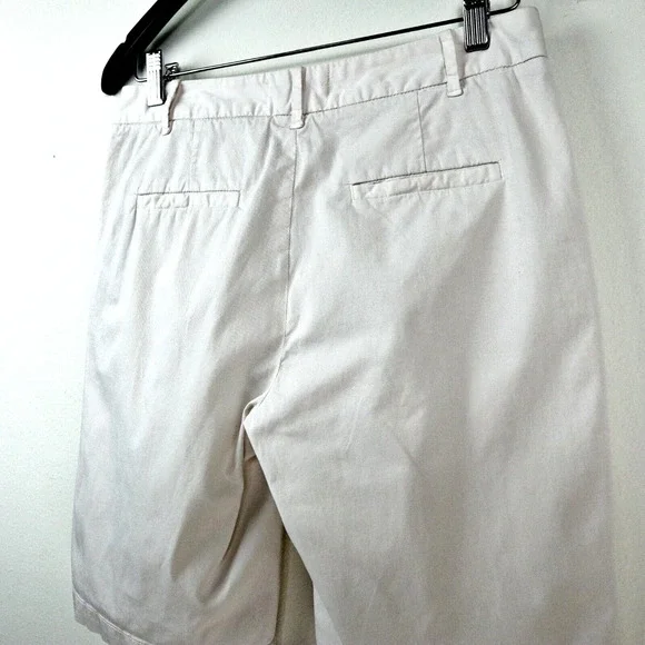Nili Lotan Size 2 Granada Bermuda Shorts White Stretch Cotton Twill - Picture 6 of 9